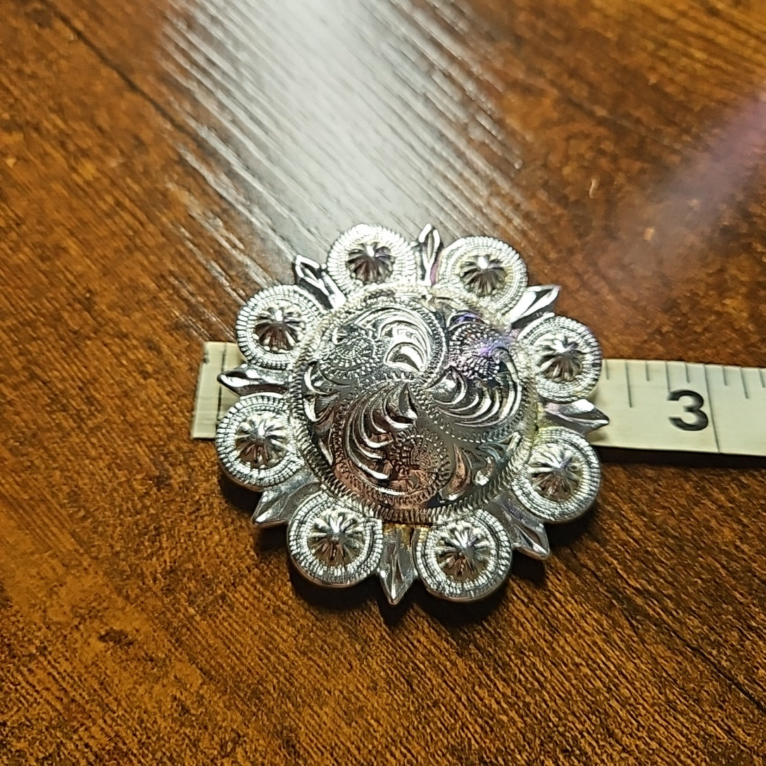 Large Western Silver Domed Berry Concho 2 3/4"