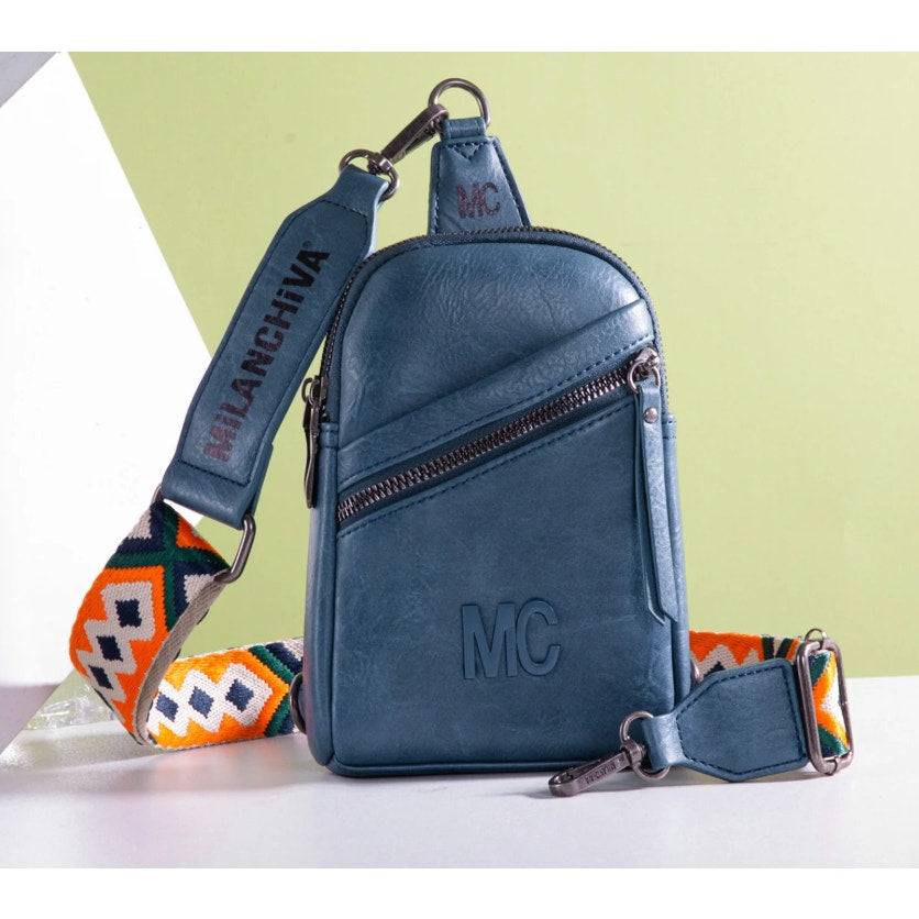 Milan Chiva Montana West Sling Crossbody Bag NEW bluejean color