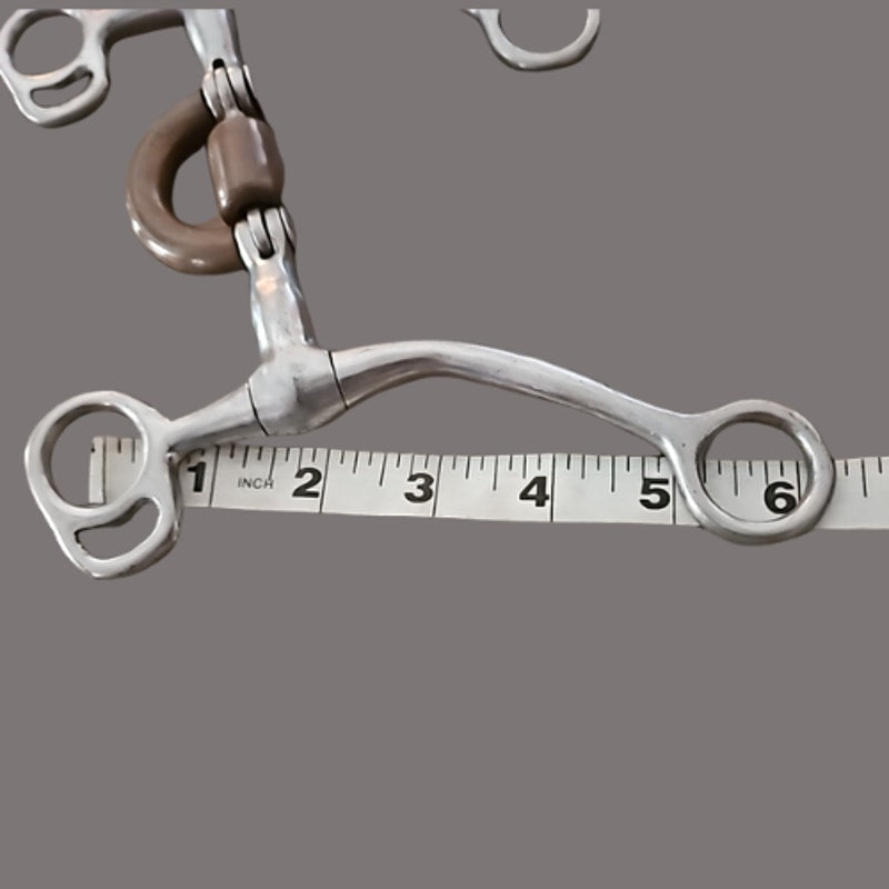 Stainless and Copper Ported Shanked Bit with Roller 5" mouth