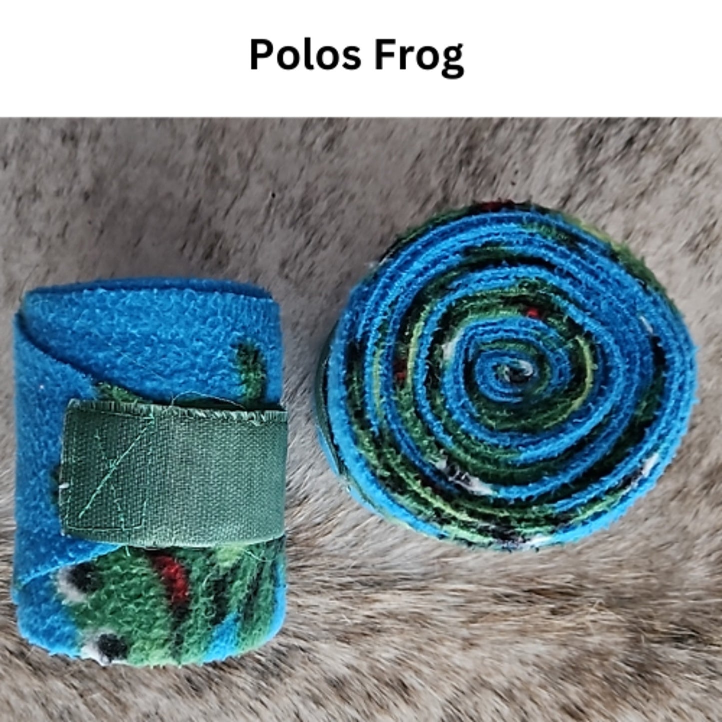 Horse Wraps Polos Fleece Turquoise with Frogs Set of 2 USED