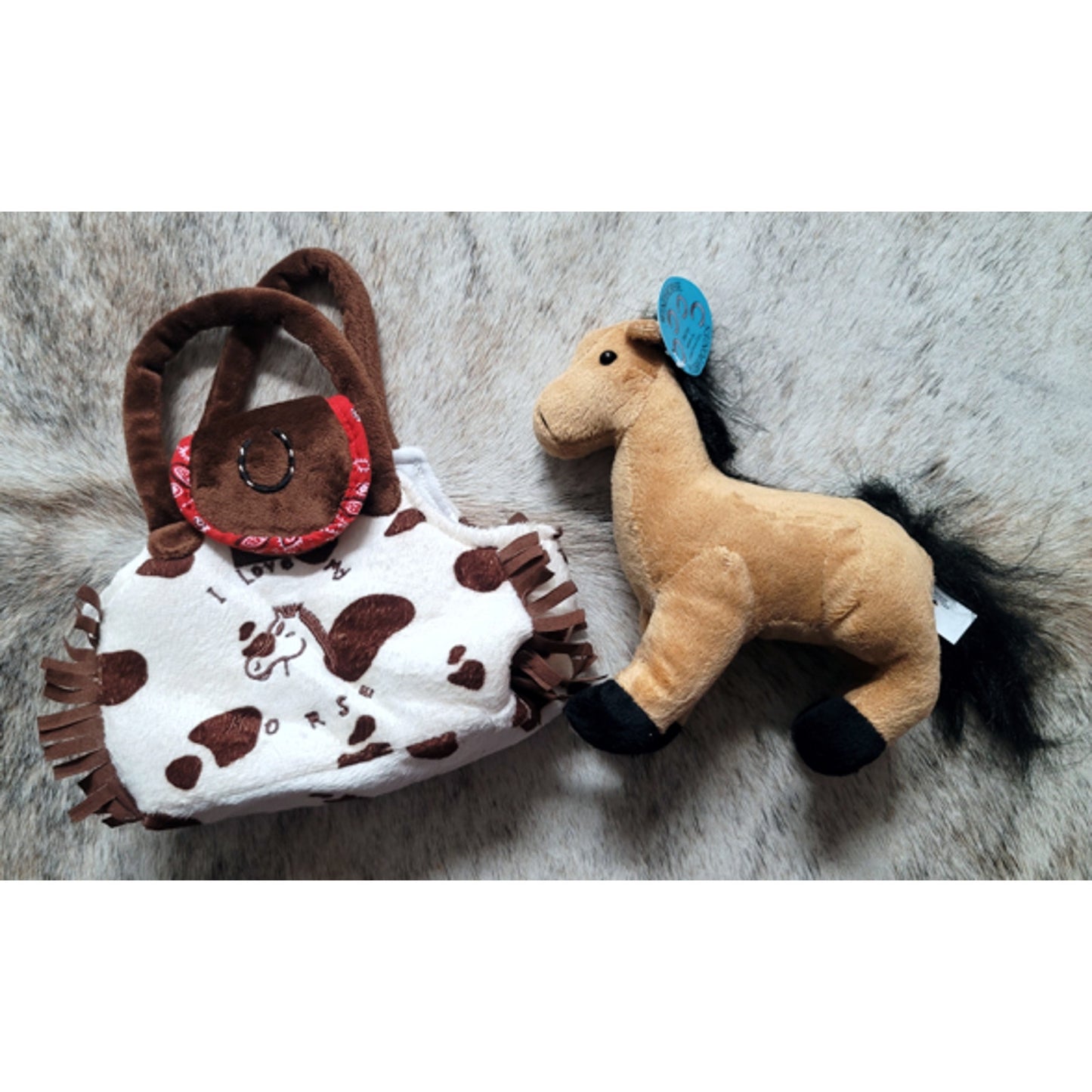 Plush Pony Purse! Great for Kids! Cow print purse with Buckskin Horse Plush