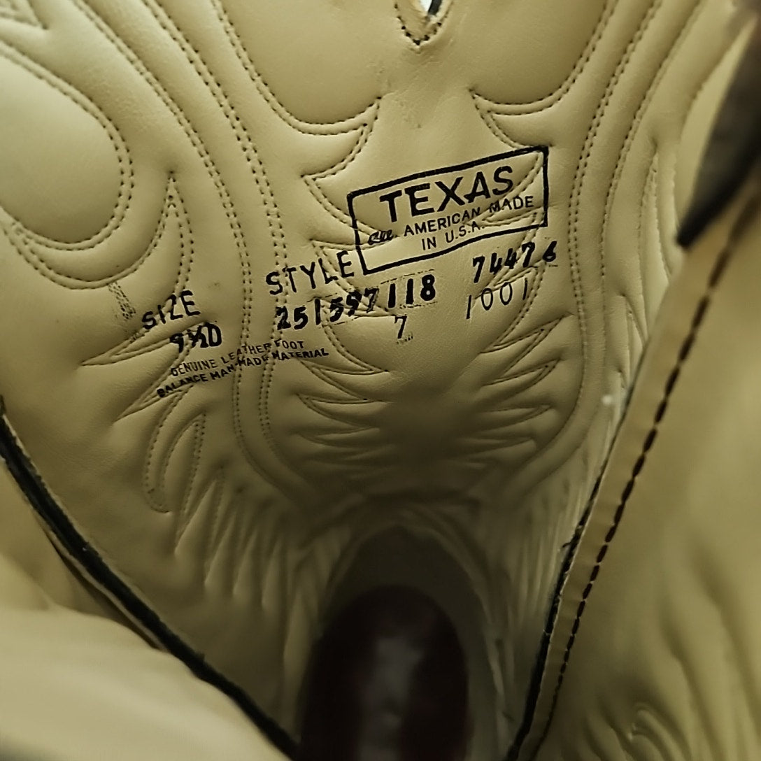 Texas All American Made USA Black Cowboy Boots Size 9 1/2 D Western