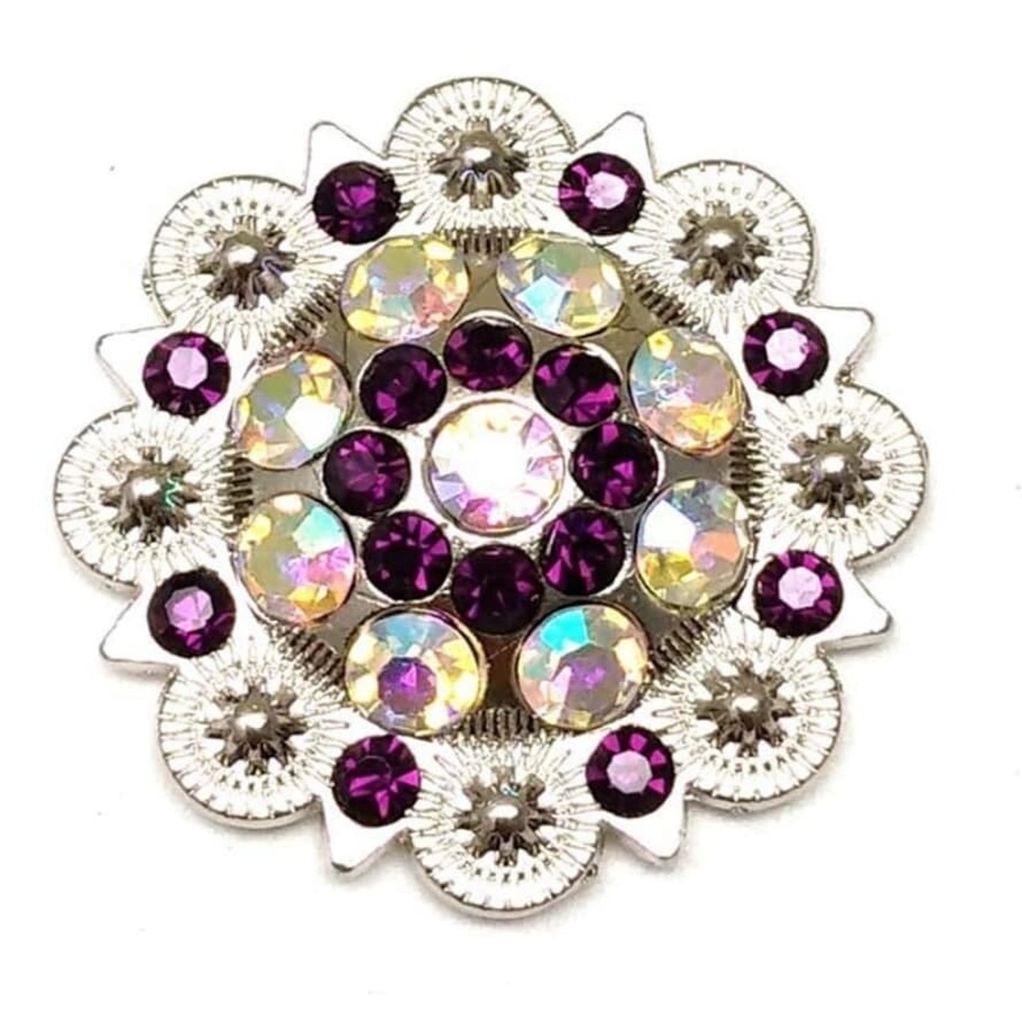 Western Scarf Slide Purple Burgundy Crystal Silver NEW