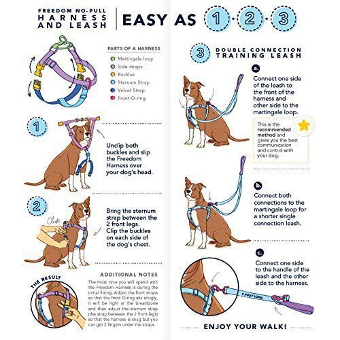 2Hounds Freedom No Pull Dog Harness Large Purple Training Lead NEW Made in USA