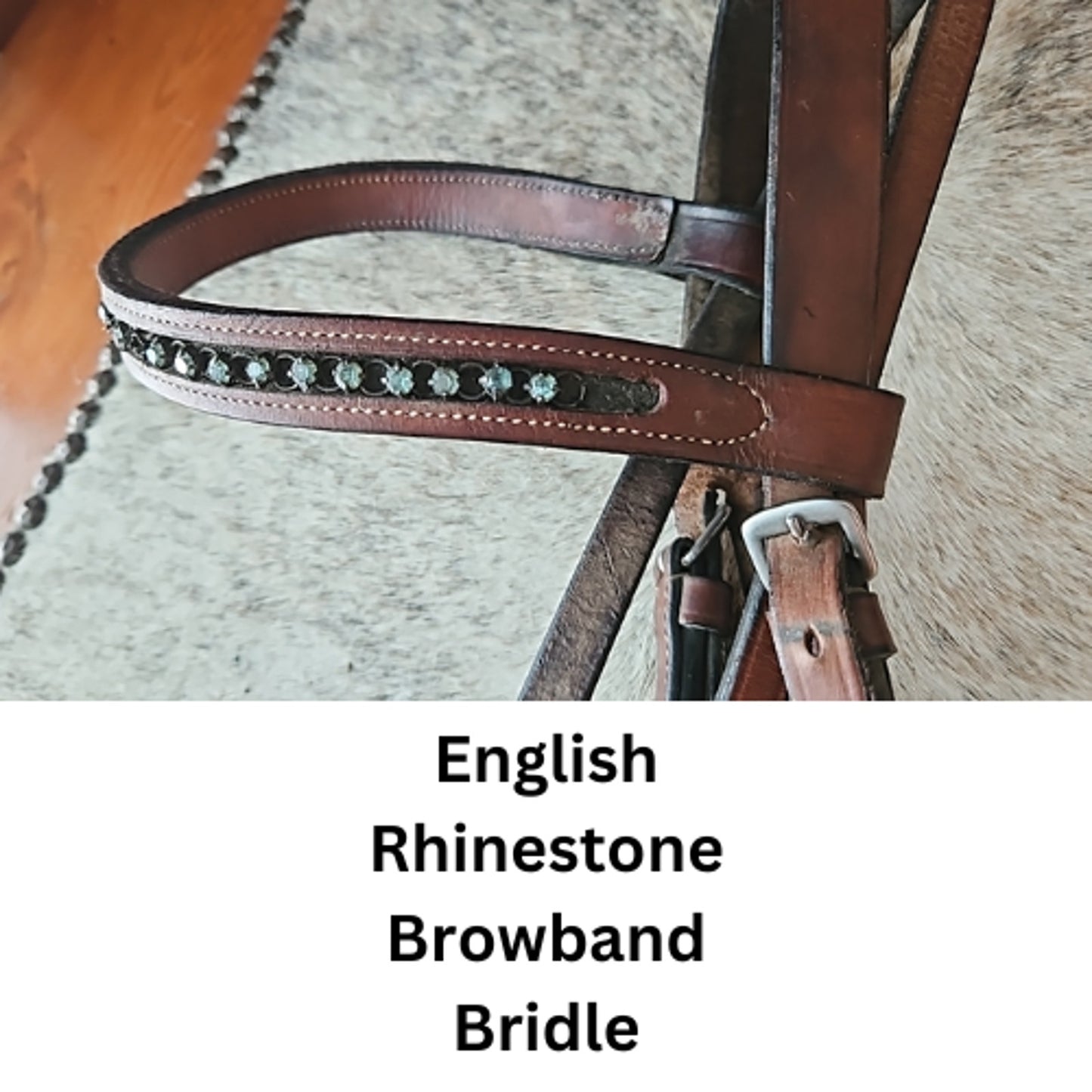 English Bridle Rhinestone Browband Brown USED