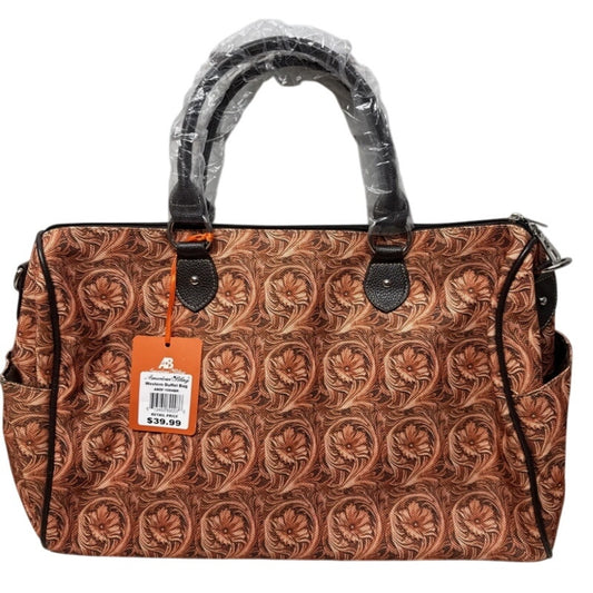 American Bling Weekender Duffle Bag Tooled Leather Look Canvas NEW