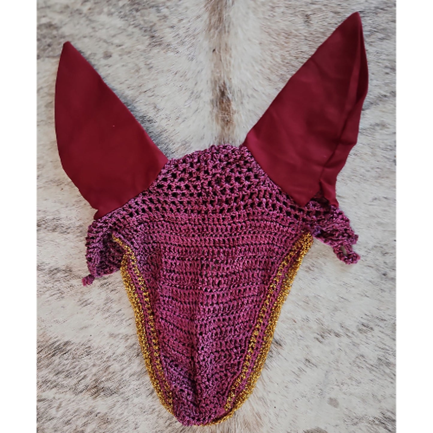 Parris Black and a Pink Ear Bonnet Net Fly Veil Fly Hood Horse Size USED set 2