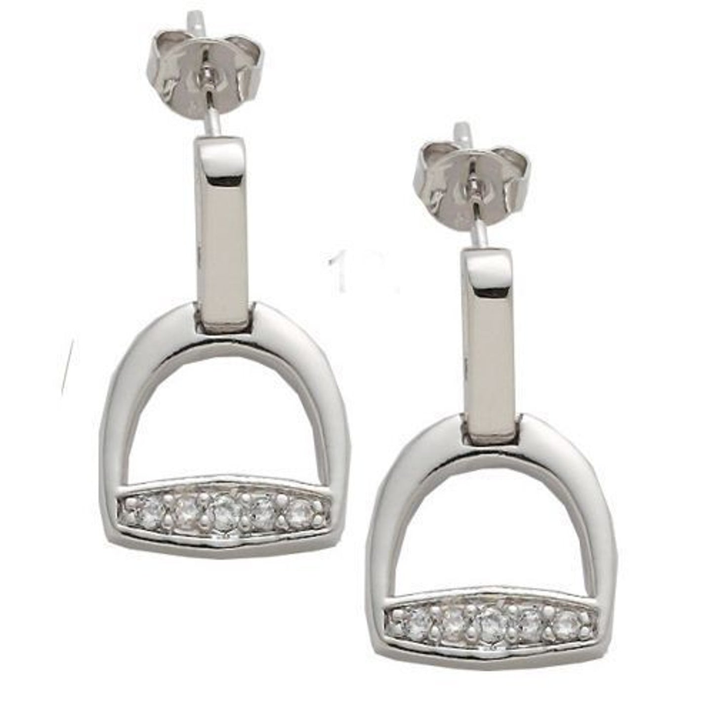 Rhodium Stirrup Necklace and Earring Set NEW cubic zirconia