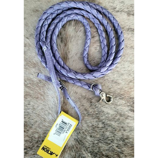 Action Company Barrel Reins Nylon Web Braided NEW Lilac