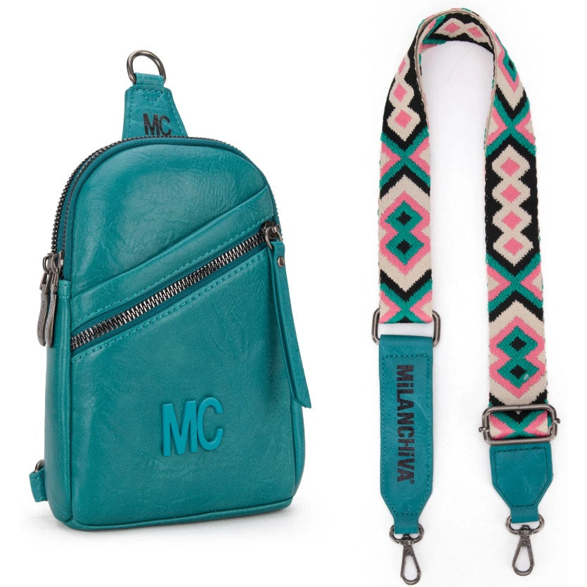 Milan Chiva Montana West Sling Crossbody Bag NEW Turquoise