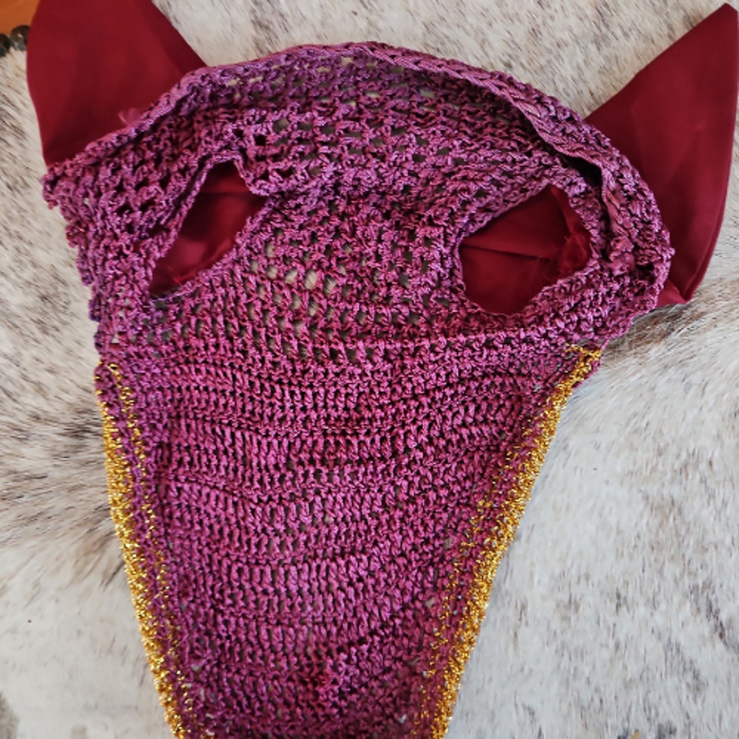 Parris Black and a Pink Ear Bonnet Net Fly Veil Fly Hood Horse Size USED set 2