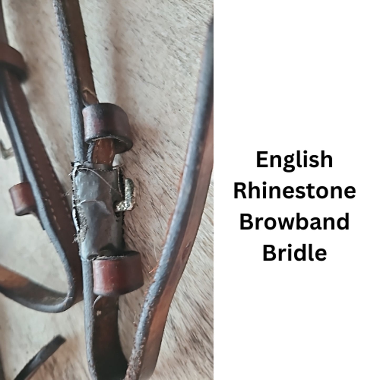 English Bridle Rhinestone Browband Brown USED