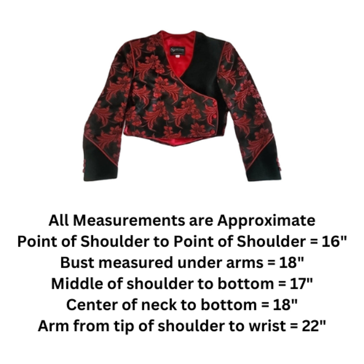 Show Season Custom Show Jacket Red Floral Leaves Pre-owned