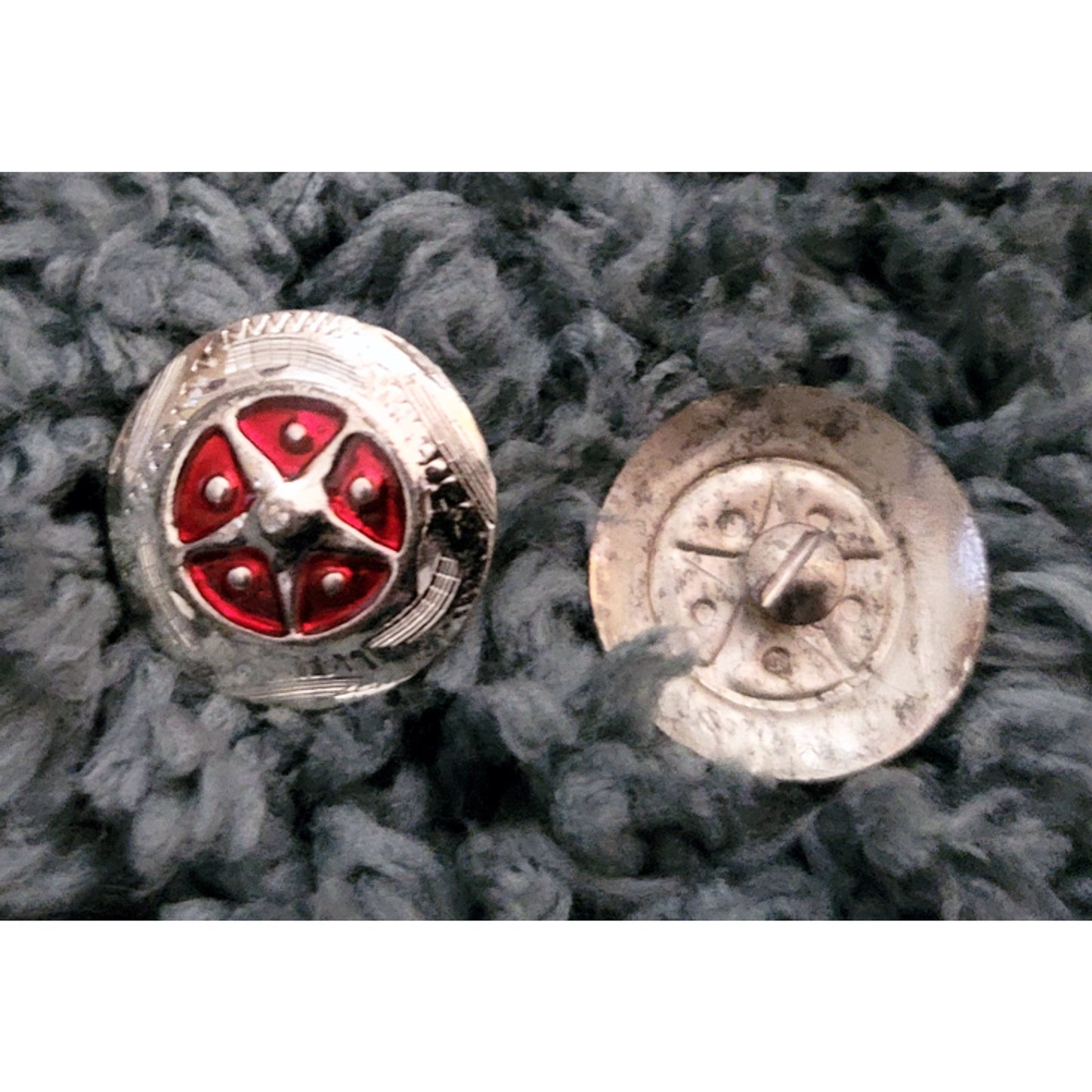 Silver Star Concho Red enamel accent NEW by Action Company 1 1/2" Set of 4