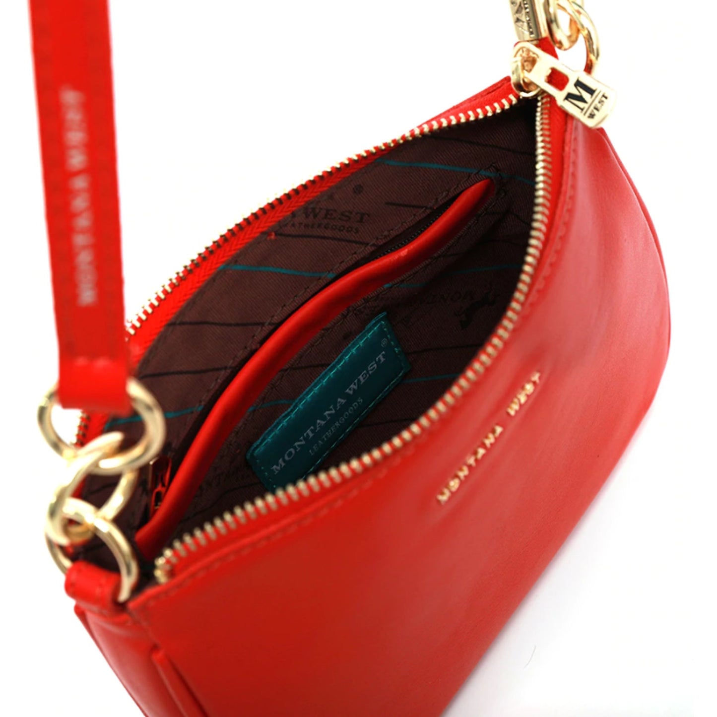 Montana West Genuine Leather Clutch Crossbody Purse Handbag Red