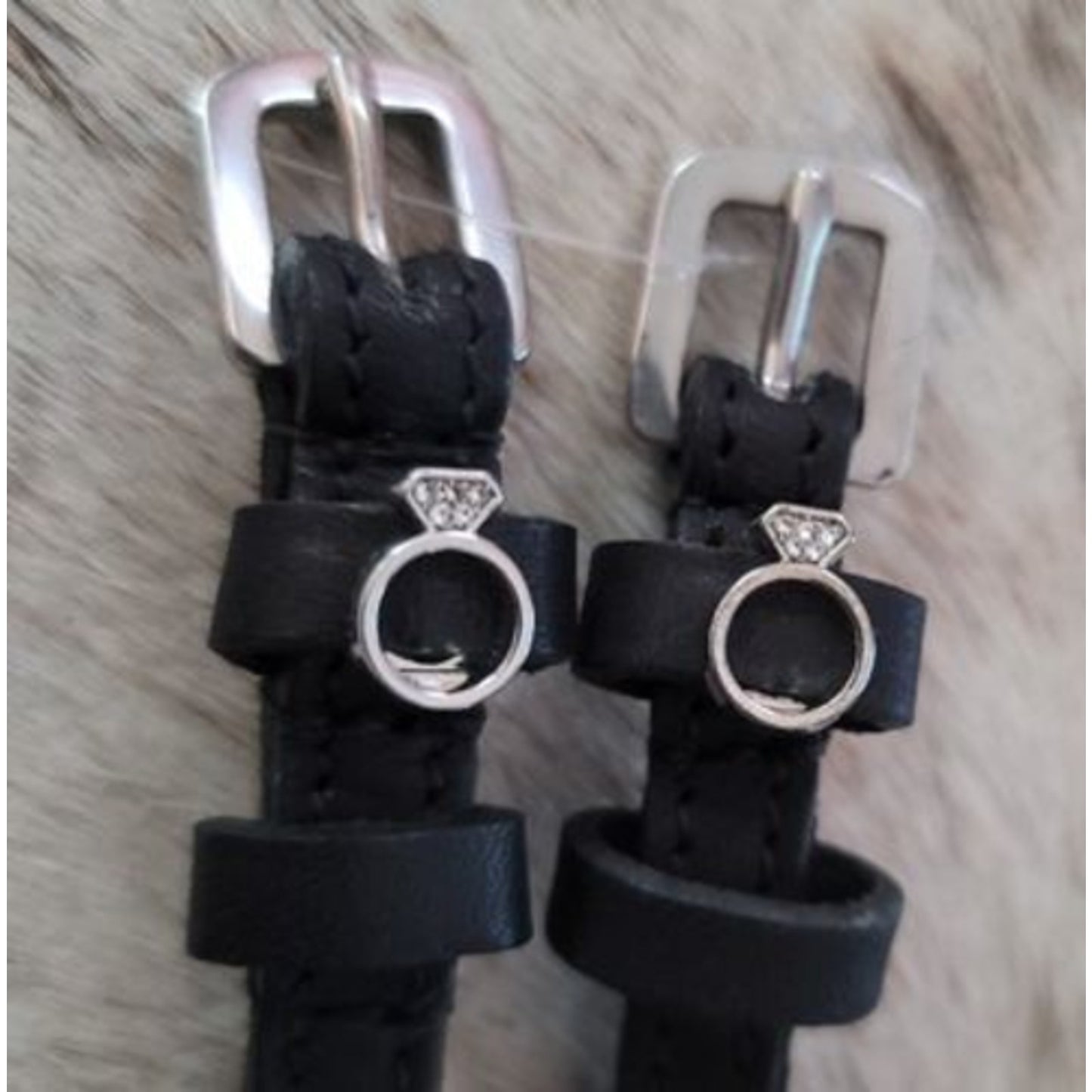 Engagement Ring Bling Leather English Spur Straps Adult Black