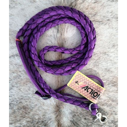 Action Company Barrel Reins Nylon Web Braided NEW Purple