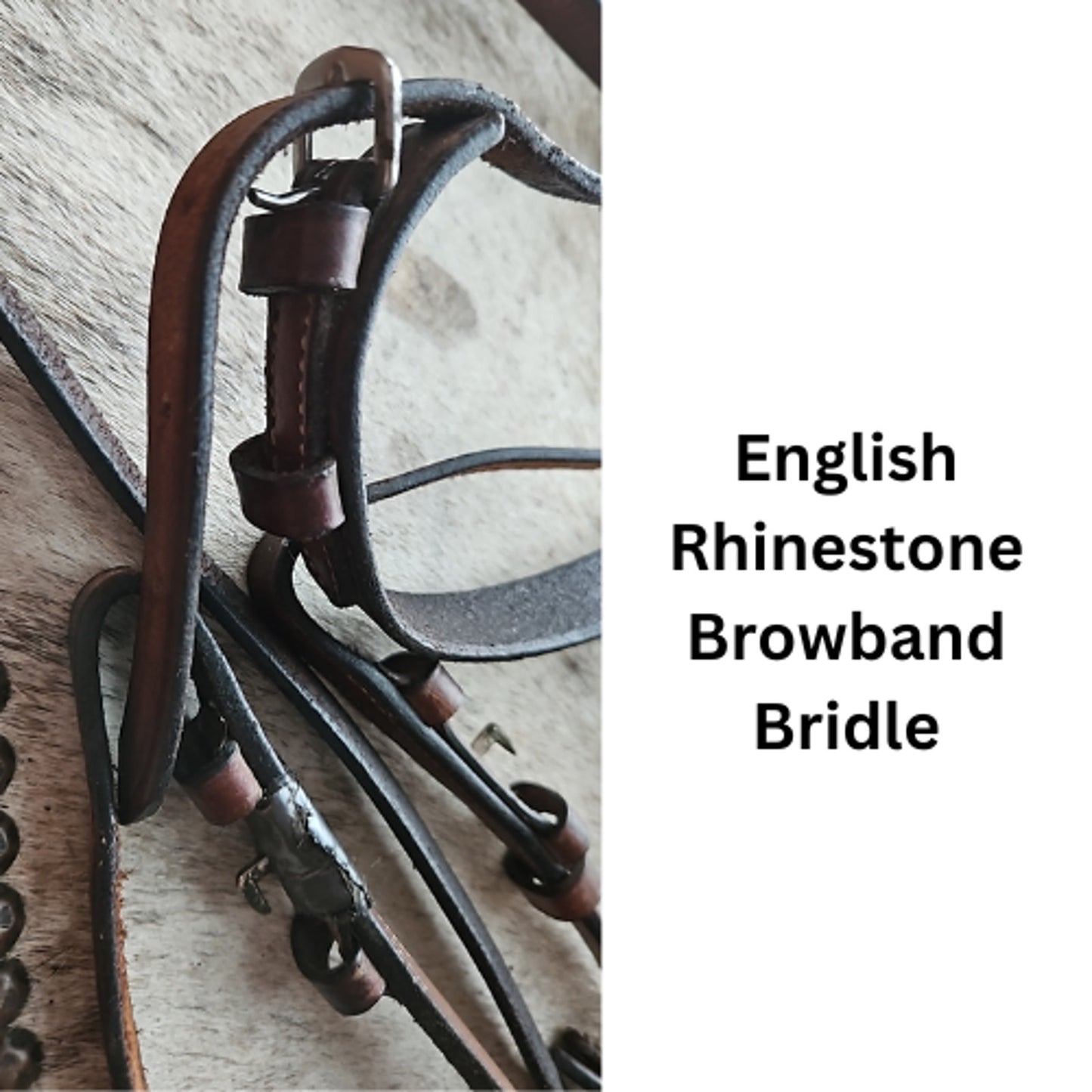 English Bridle Rhinestone Browband Brown USED