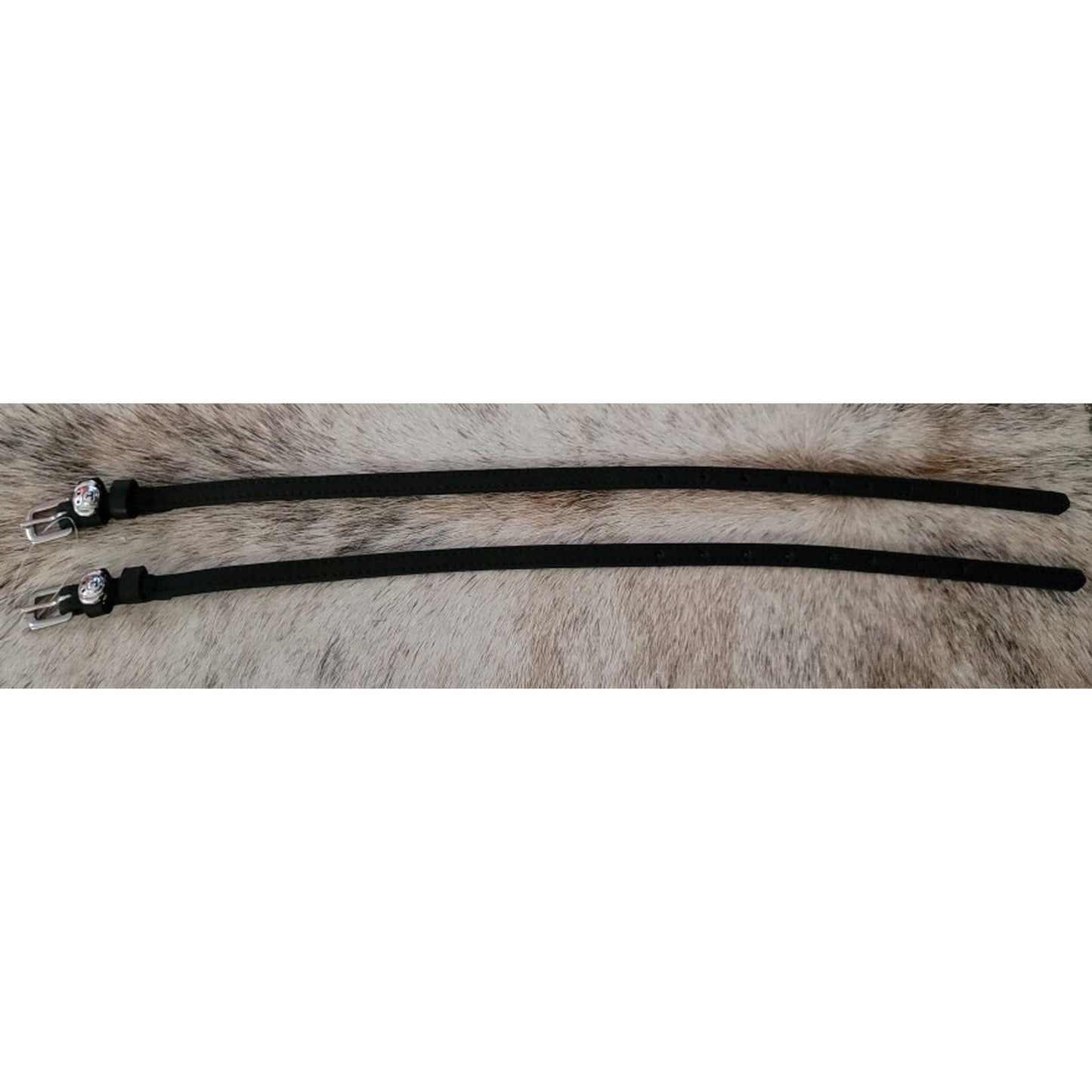 Puppy Dog Face Charm Leather English Spur Straps Adult Black