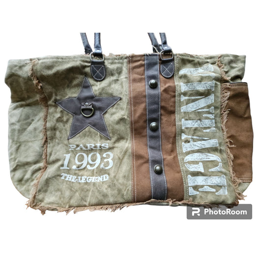 Klassy Cowgirl Western Legend Paris 1993 Canvas Tote HUGE NEW