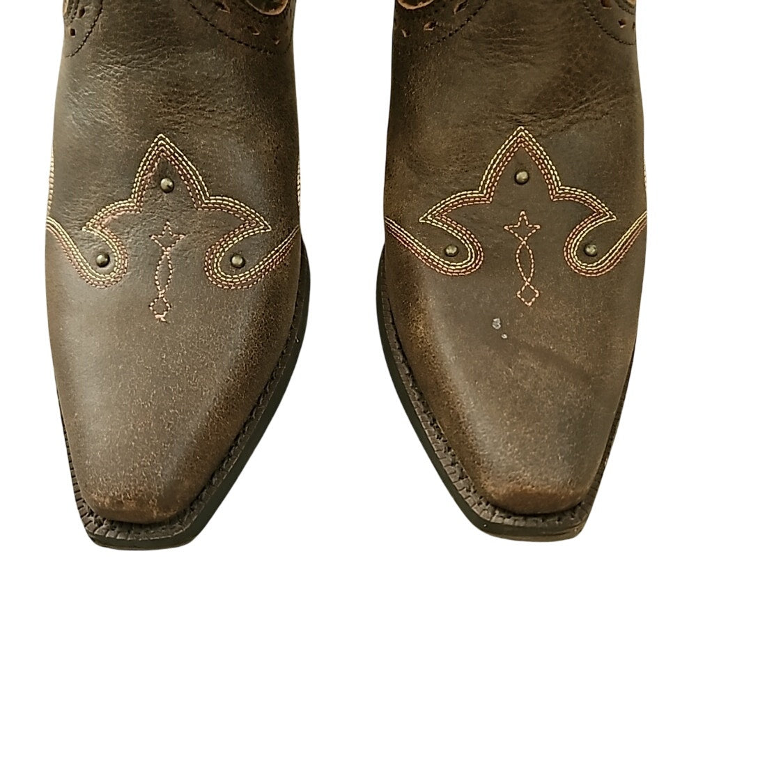 Ariat Youth Western leather brown boots, US size 4