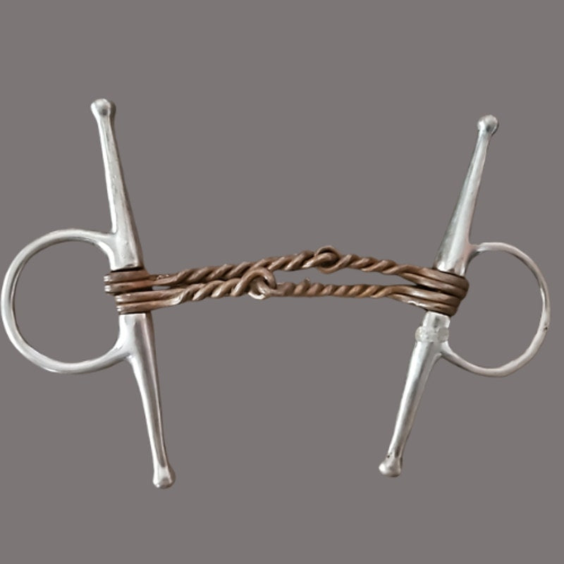 Full Cheek Snaffle Double Twisted Copper 4 1/2" Mouth