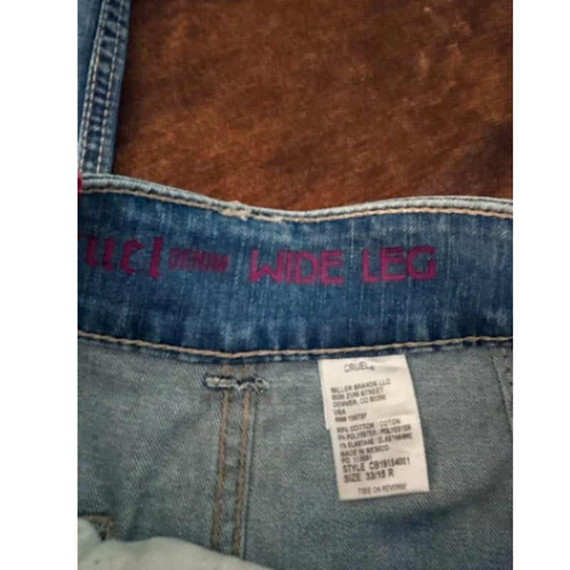Cruel Denim Ladies Wide Leg Light Stonewash Jeans Size 33/15R