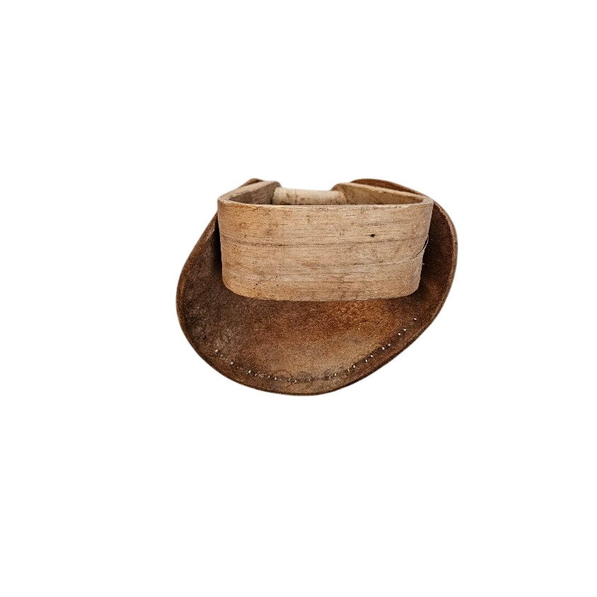 Vintage leather-covered western saddle stirrups Tapaderos
