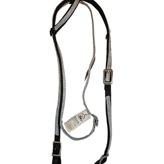 Tuffy One Ear Nylon Horse Headstall Black Gray New Old Stock