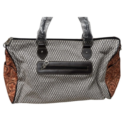 American Bling Weekender Duffle Bag Tooled Leather Look Canvas NEW
