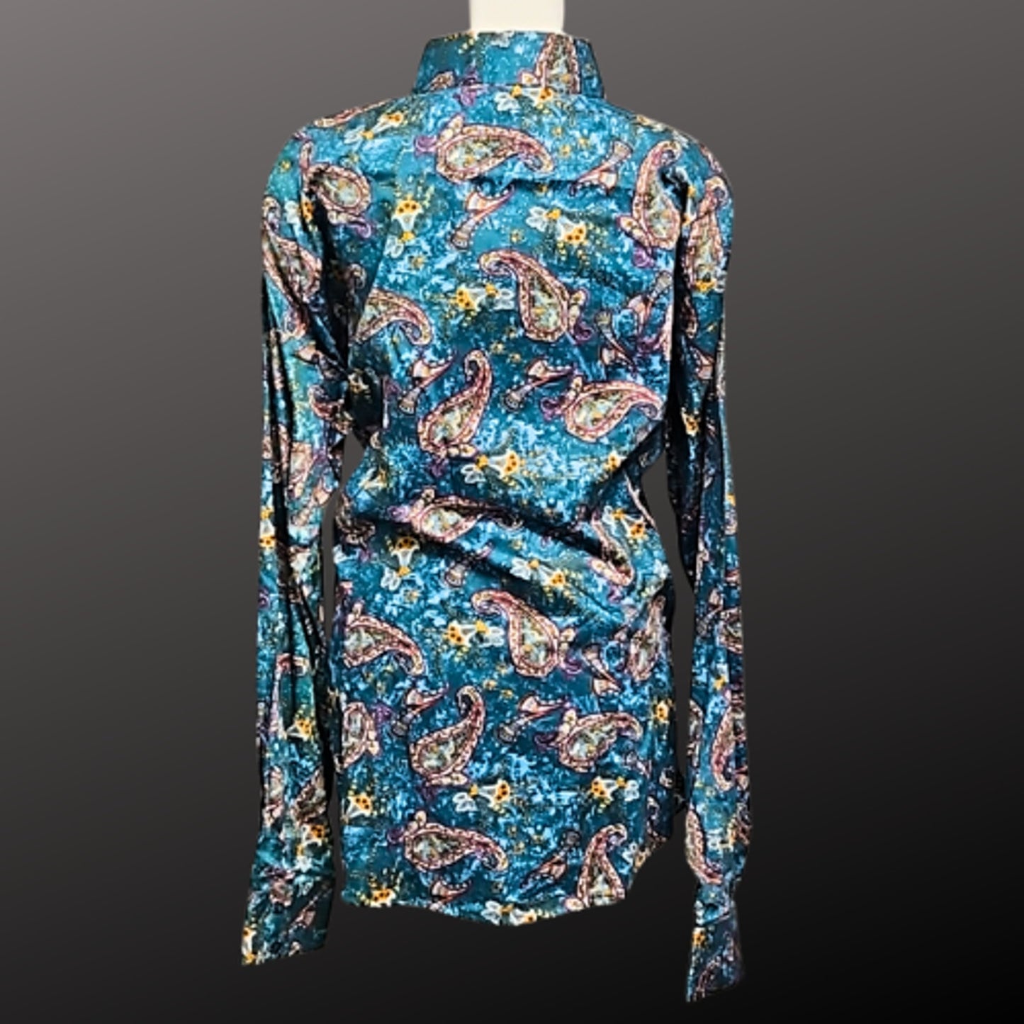 Royal Highness Equestrian Western Show Shirt Teal Paisley 3XL NWT
