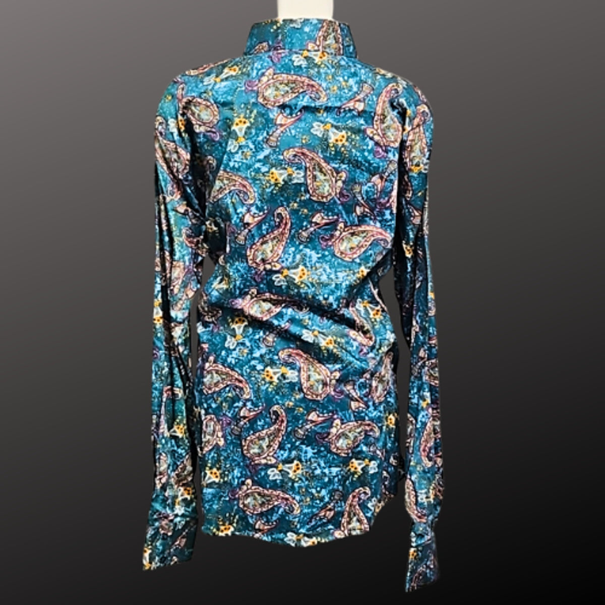 Her Royal Highness Equestrian Western Shirt Teal Paisley 3XL