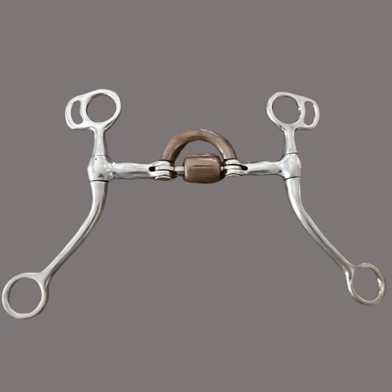 Stainless and Copper Ported Shanked Bit with Roller 5" mouth