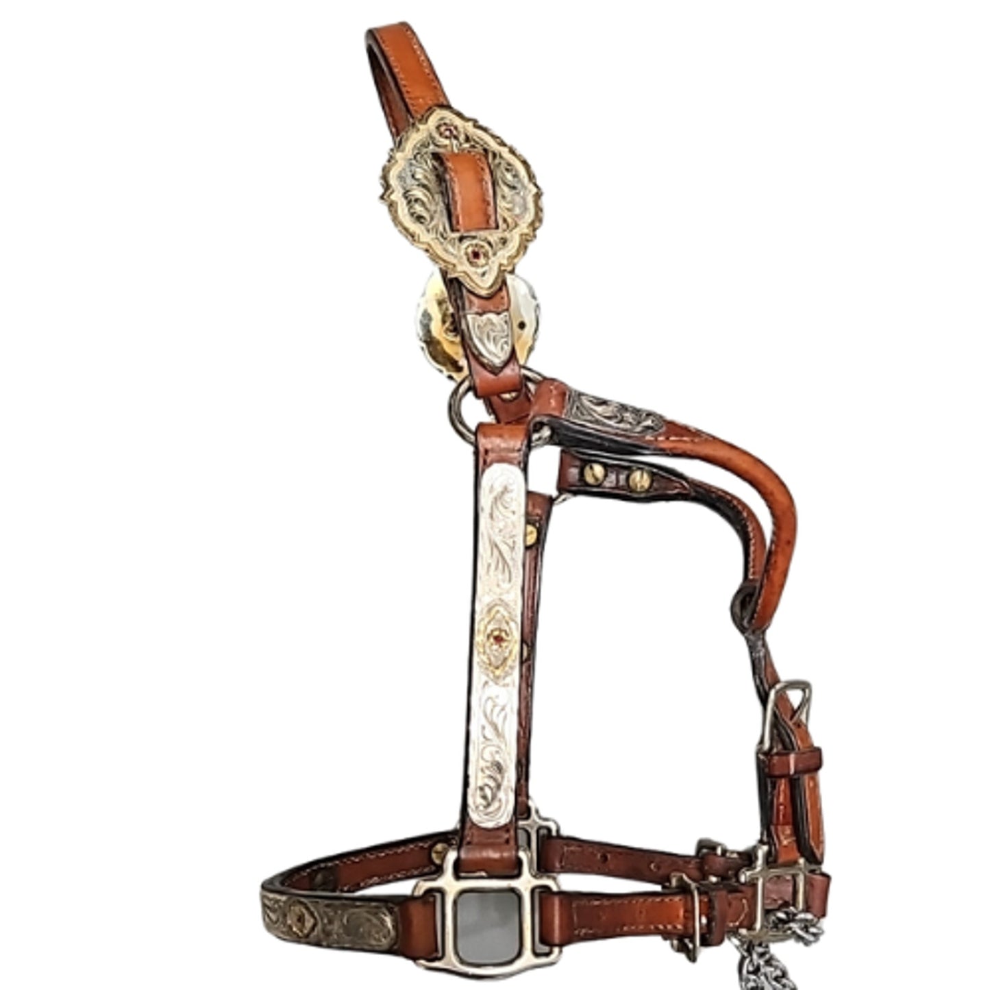 Kathy's Sterling Silver Overlay Weanling Western Show Halter with Tory Lead