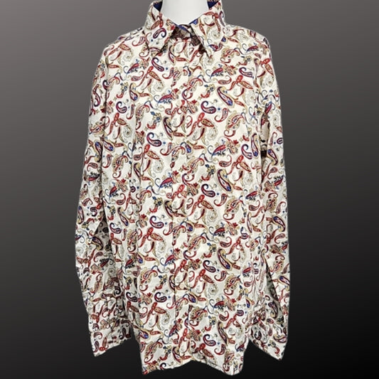 Royal Highness Equestrian Western Show Shirt White Paisley 3XL NWT