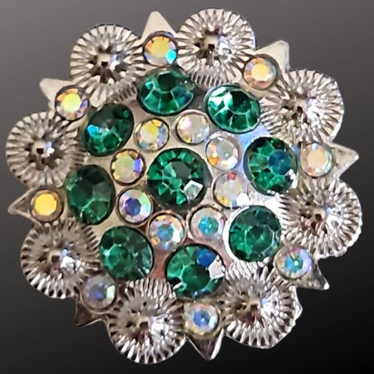 Western Scarf Slide Emerald City Silver NEW green clear crystals