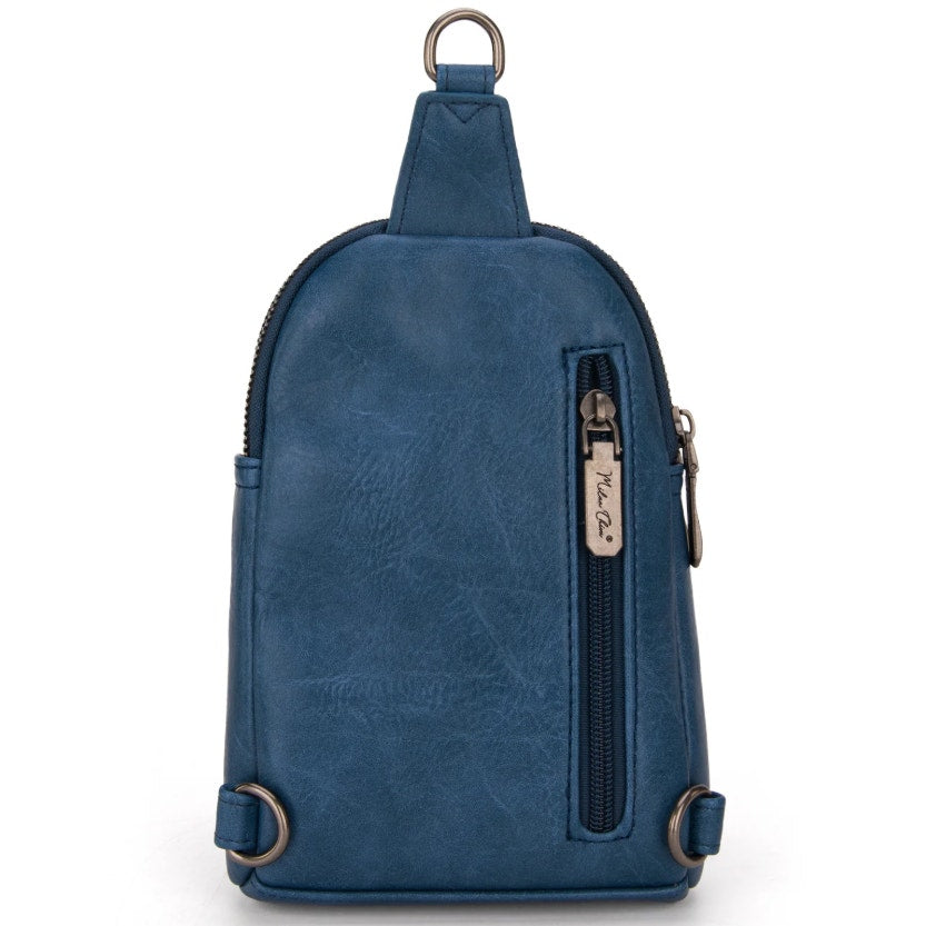 Milan Chiva Montana West Sling Crossbody Bag NEW bluejean color