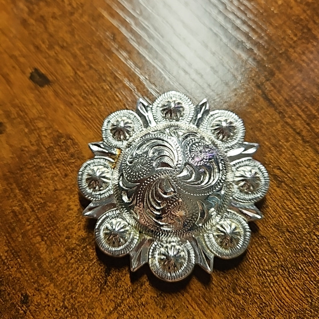Large Western Silver Domed Berry Concho 2 3/4"