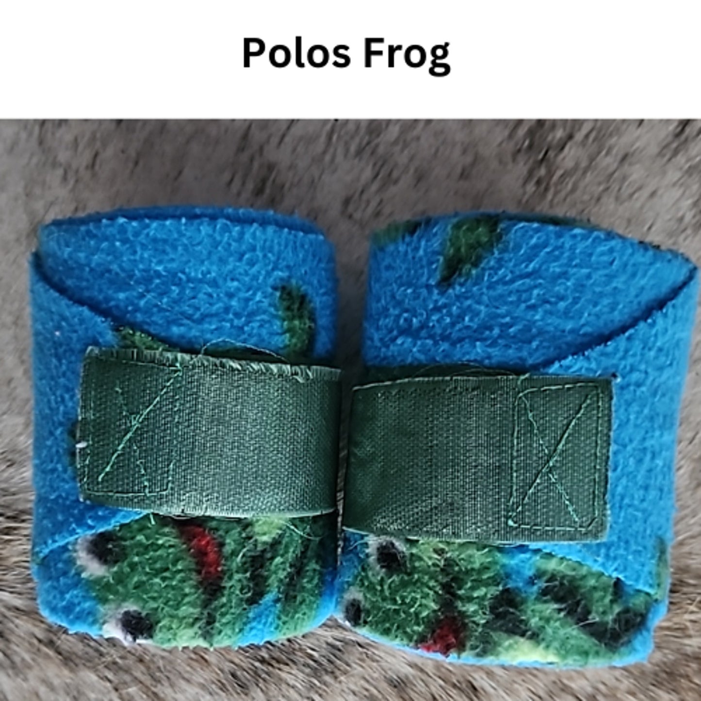 Horse Wraps Polos Fleece Turquoise with Frogs Set of 2 USED