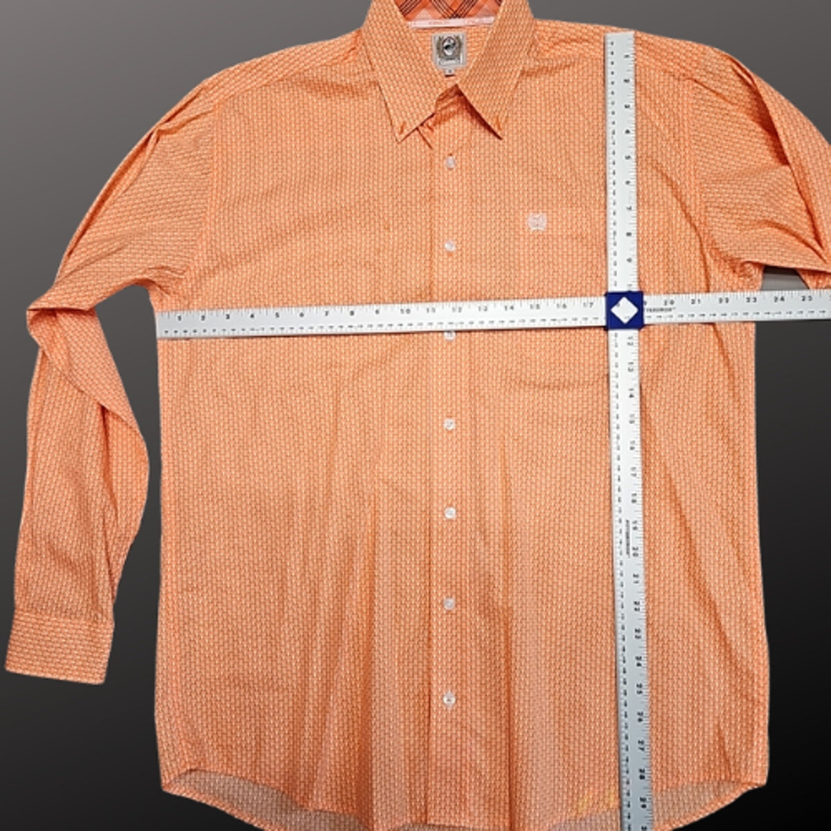 Cinch Mens Orange Arrows Long Sleeve Western Show Shirt Size Small Pre-Loved