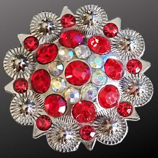 Western Scarf Slide Red On Fire Crystal Silver NEW