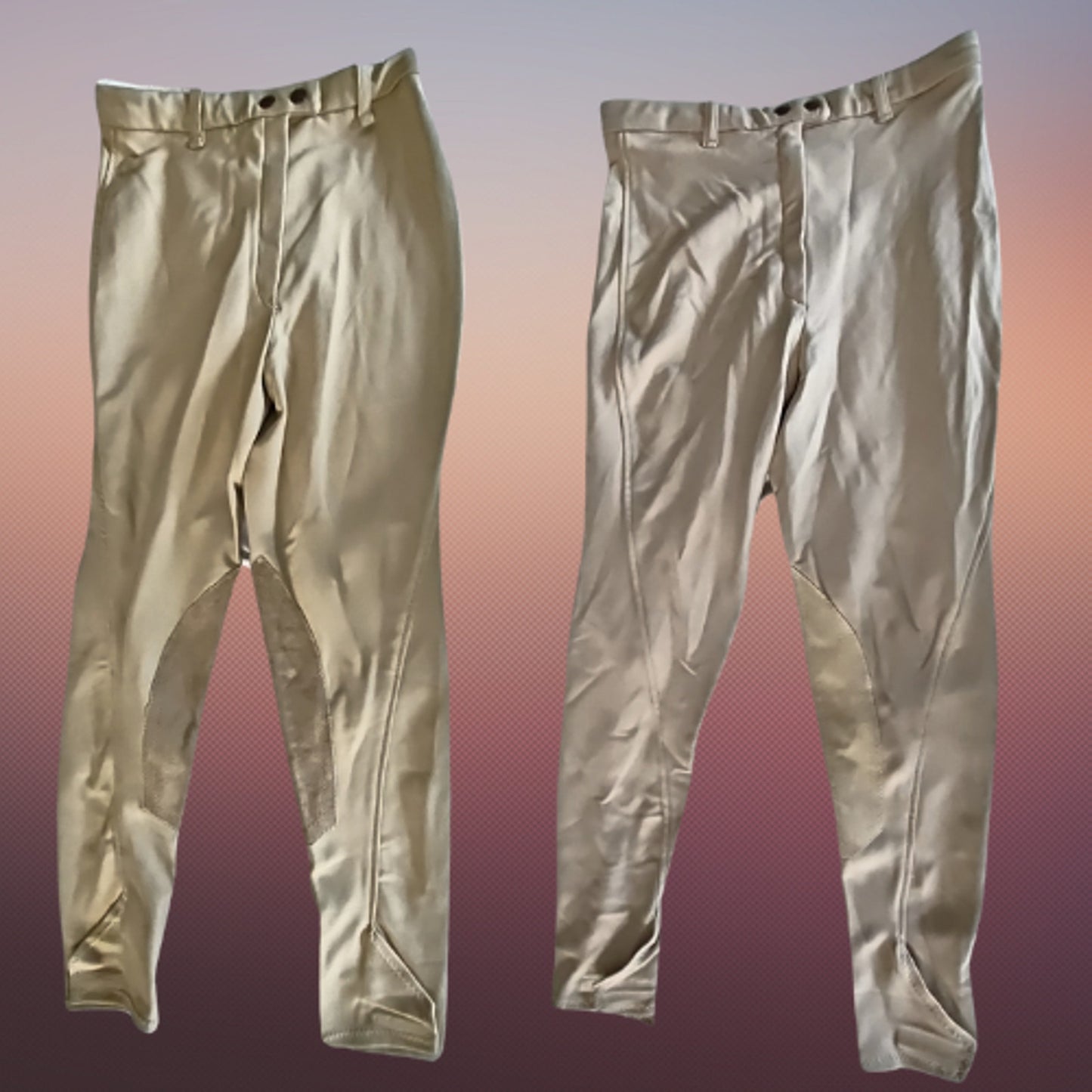 2 Pair Devon-Aire Tan Knee Patch Breeches Size 28 NEW