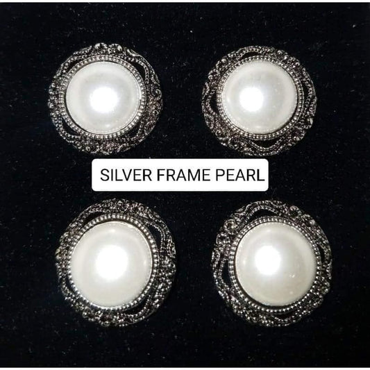 Magnetic Horse Show Number Pins Silver Frame Pearl Set of 4 NEW