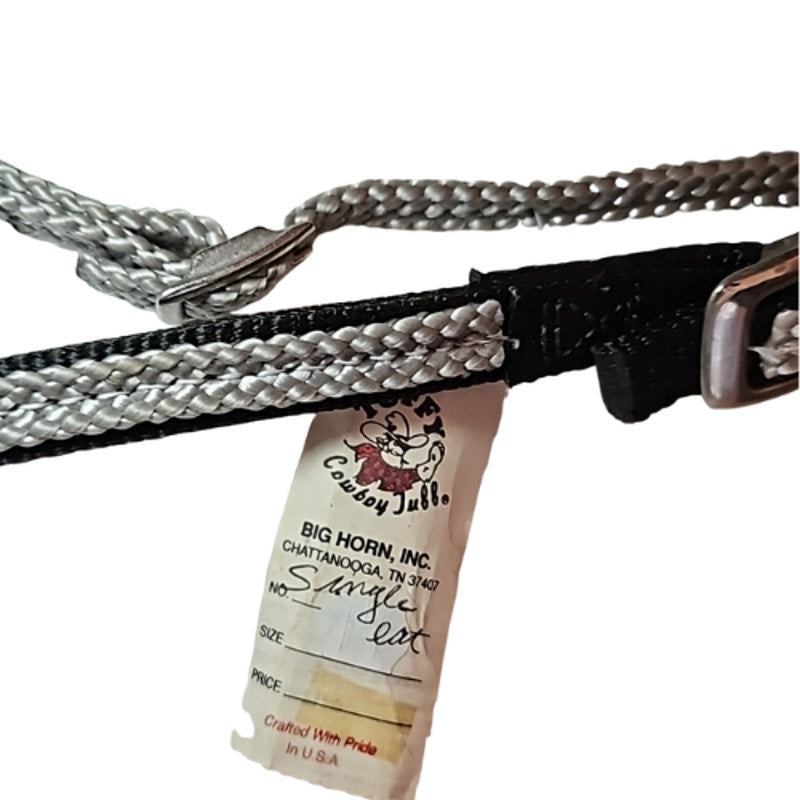 Tuffy One Ear Nylon Horse Headstall Black Gray New Old Stock