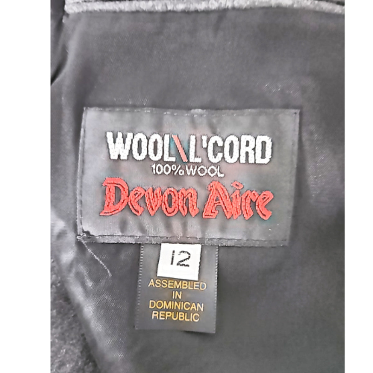 Devon-Aire Wool L'Cord Show Coat Jacket Gray Pinstripe Ladies Size 12 NEW