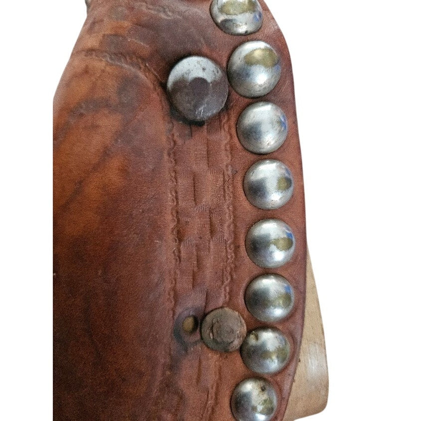 Vintage leather-covered western saddle stirrups Tapaderos