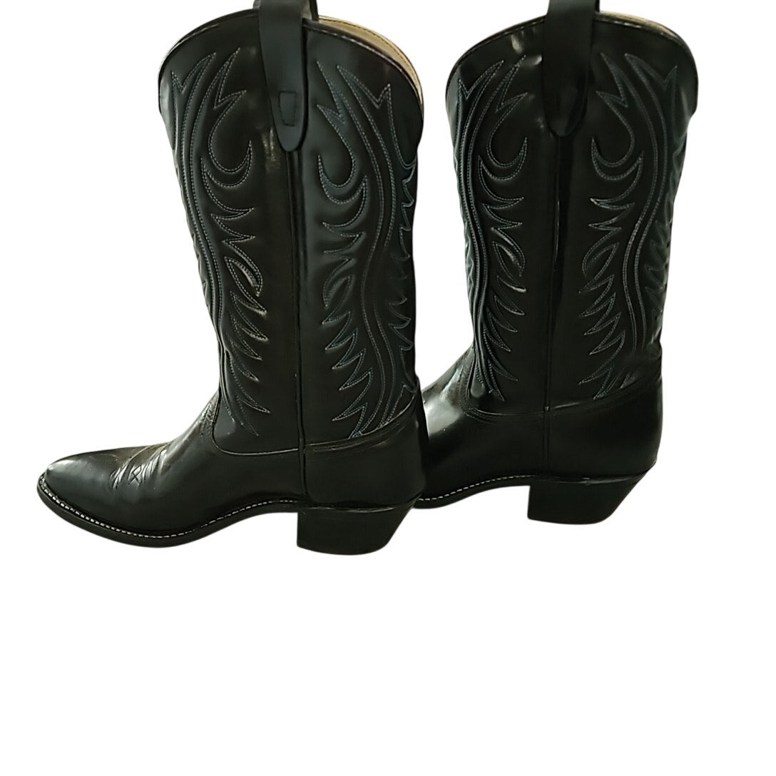 Texas All American Made USA Black Cowboy Boots Size 9 1/2 D Western