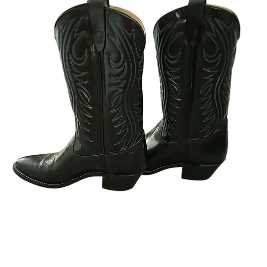 Texas All American Made USA Black Cowboy Boots Size 9 1/2 D Western