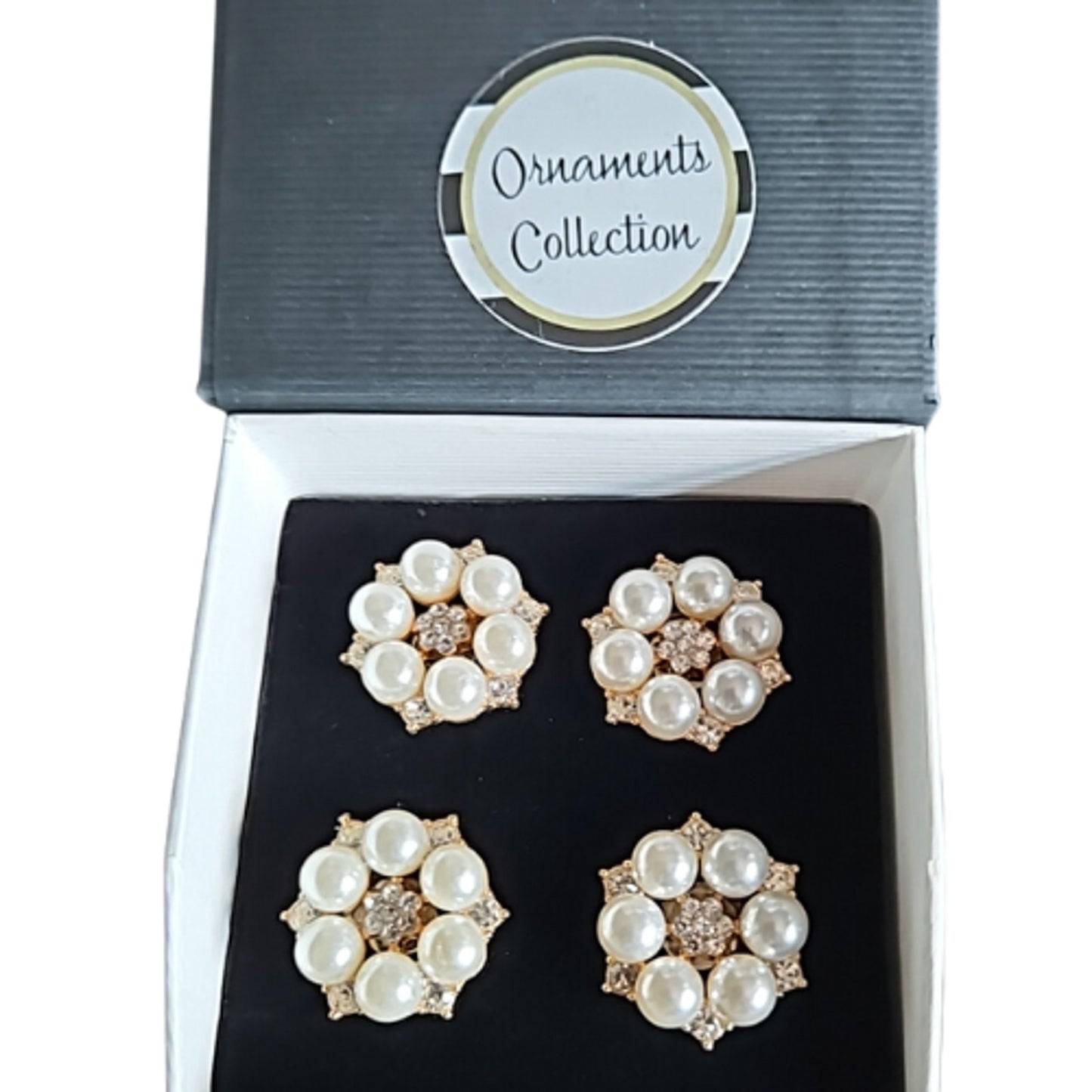 Magnetic Horse Show Number Pins Gold Pearl Rhinestone Concho Set of 4 NEW