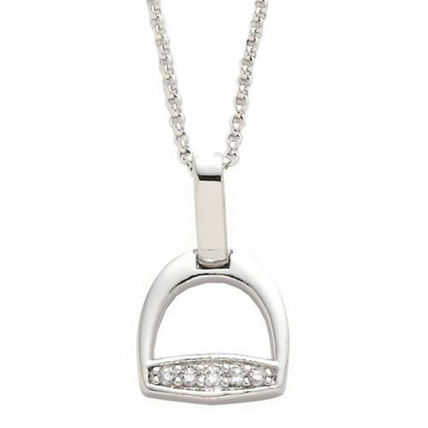 Rhodium Stirrup Necklace and Earring Set NEW cubic zirconia